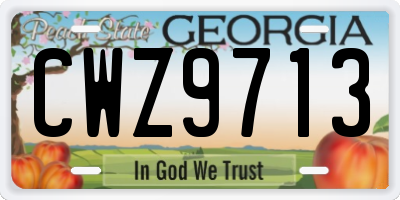 GA license plate CWZ9713