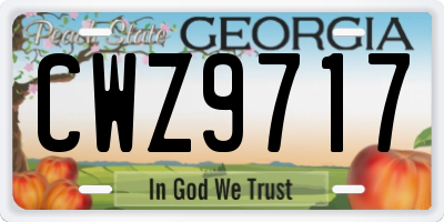 GA license plate CWZ9717