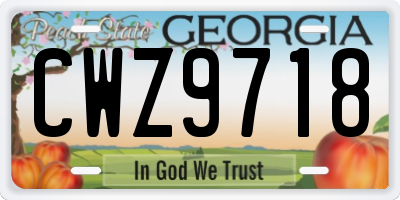 GA license plate CWZ9718