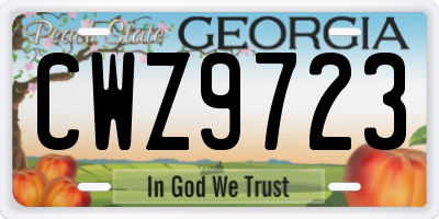 GA license plate CWZ9723