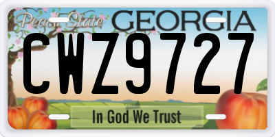 GA license plate CWZ9727