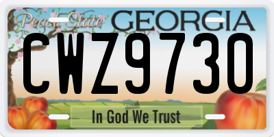 GA license plate CWZ9730