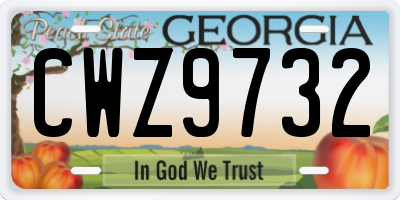 GA license plate CWZ9732