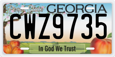 GA license plate CWZ9735