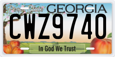 GA license plate CWZ9740