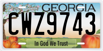 GA license plate CWZ9743