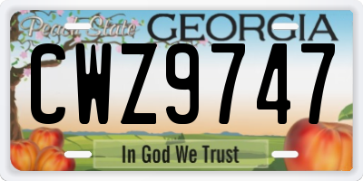 GA license plate CWZ9747