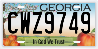 GA license plate CWZ9749