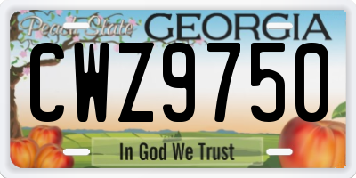 GA license plate CWZ9750