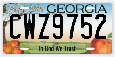 GA license plate CWZ9752