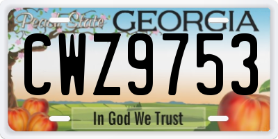 GA license plate CWZ9753