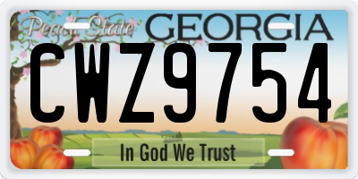 GA license plate CWZ9754