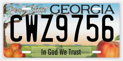 GA license plate CWZ9756