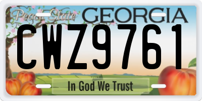 GA license plate CWZ9761