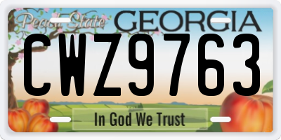 GA license plate CWZ9763