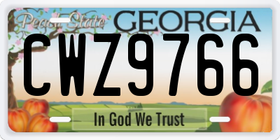 GA license plate CWZ9766