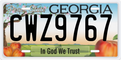 GA license plate CWZ9767