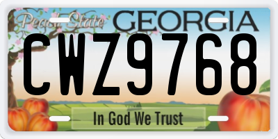 GA license plate CWZ9768