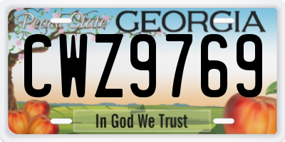 GA license plate CWZ9769
