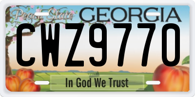 GA license plate CWZ9770