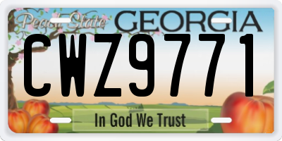 GA license plate CWZ9771