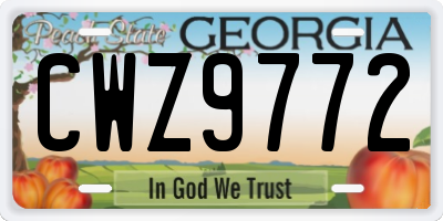 GA license plate CWZ9772
