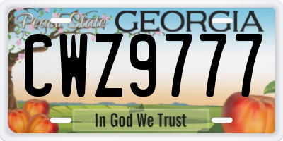 GA license plate CWZ9777