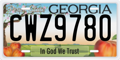 GA license plate CWZ9780