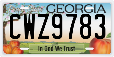 GA license plate CWZ9783