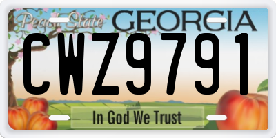 GA license plate CWZ9791