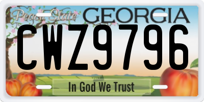 GA license plate CWZ9796