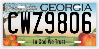 GA license plate CWZ9806