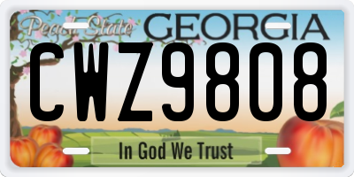 GA license plate CWZ9808