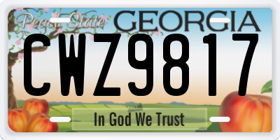 GA license plate CWZ9817