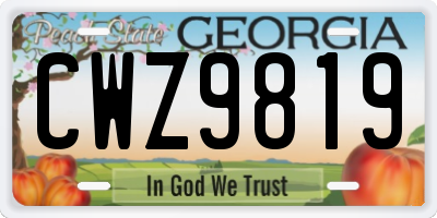GA license plate CWZ9819