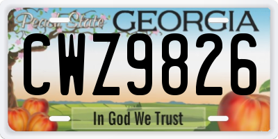 GA license plate CWZ9826