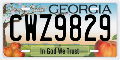 GA license plate CWZ9829