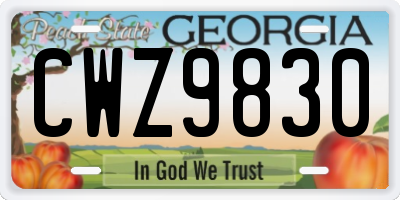 GA license plate CWZ9830