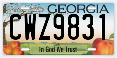 GA license plate CWZ9831
