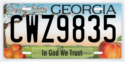 GA license plate CWZ9835