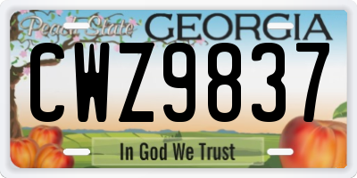 GA license plate CWZ9837