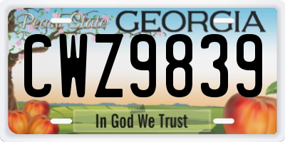 GA license plate CWZ9839