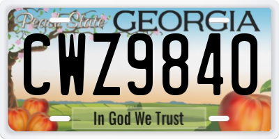GA license plate CWZ9840