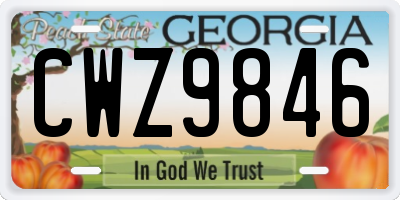 GA license plate CWZ9846