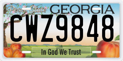 GA license plate CWZ9848