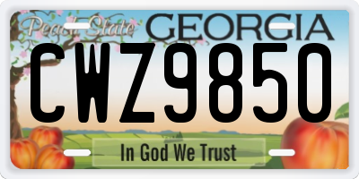 GA license plate CWZ9850