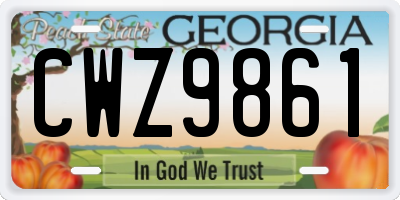 GA license plate CWZ9861