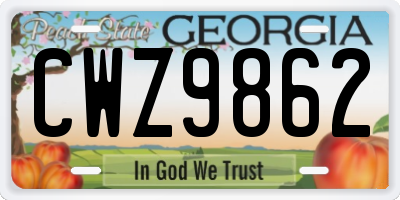 GA license plate CWZ9862