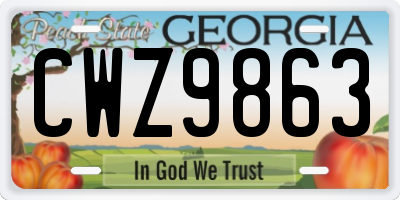GA license plate CWZ9863