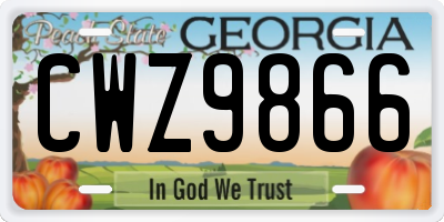 GA license plate CWZ9866